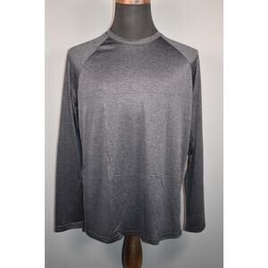 Men's Athletic Long-Sleeve Raglan Shirt Gray Size Med 100% Polyester New no Tag